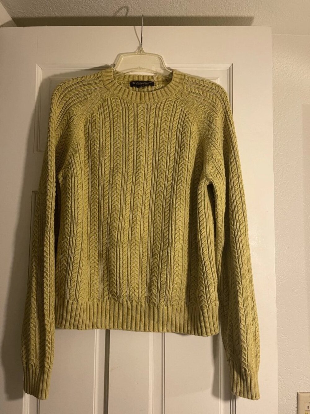 Brooks Brothers cashmere cotton blend cableknit yellow sweater size M women